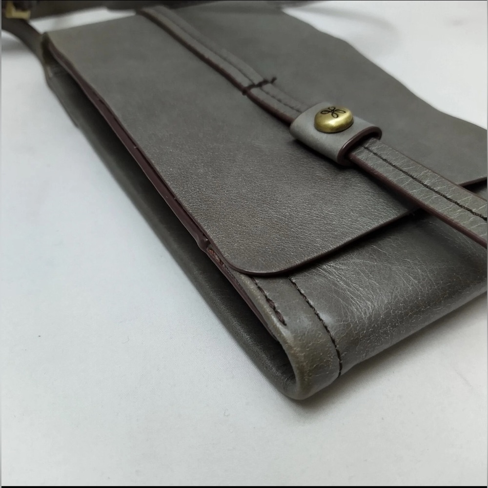 HOBO Gray Leather Credit Card/ID  Phone Pocket Crossbody Bag